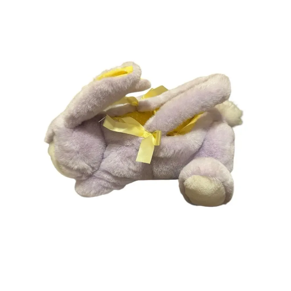 Vintage 1989 Purple Stuffed Plush Bunny Easter Basket 10”